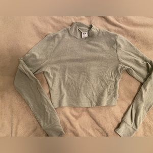 Tna cashmere mock neck cropped long sleeve - sage green